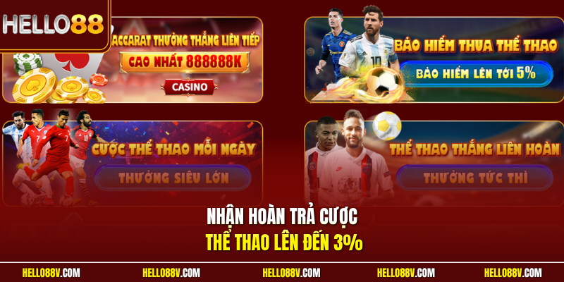 Nhận hoàn trả cược thể thao lên đến 3%